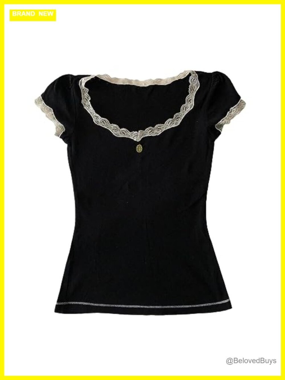Womens Y2K Lace Trim Crop Top Short Sleeve Fairy Grunge Tee